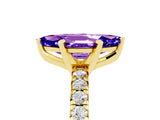 Yellow gold Marquise Cut Solitaire Pave Diamond Engagement Ring with Four-Prong Setting_5