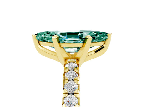 Yellow gold Marquise Cut Solitaire Pave Diamond Engagement Ring with Four-Prong Setting_5