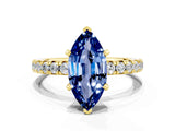Yellow gold Marquise Cut Solitaire Pave Diamond Engagement Ring with Four-Prong Setting