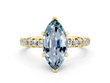 Yellow gold Marquise Cut Solitaire Pave Diamond Engagement Ring with Four-Prong Setting