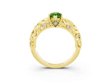 Yellow gold Marquise Cut Solitaire Peridot Leaf-Inspired Vine Band Ring with Prong Setting_3