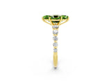 Yellow gold Marquise Cut Solitaire Peridot Ring with Pave Band and Four-Prong Setting_2