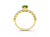 Yellow gold Marquise Cut Solitaire Peridot Ring with Pave Band and Four-Prong Setting_3