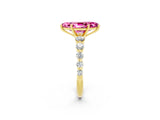 Yellow gold Marquise Cut Solitaire Pink Sapphire Ring with Pave Band and Four-Prong Setting_26