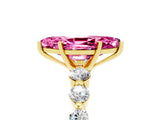 Yellow gold Marquise Cut Solitaire Pink Sapphire Ring with Pave Band and Four-Prong Setting_29