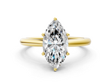 Yellow gold Marquise Cut Solitaire Ring with Cathedral Band and Four-Prong Setting_87