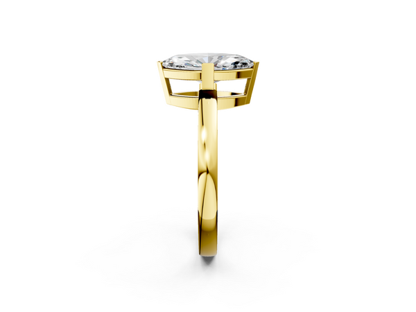 Yellow gold Marquise Cut Solitaire Ring with Four-Prong Setting and Classic Band
