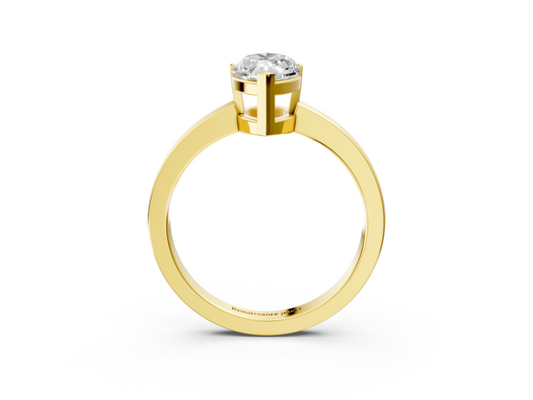Yellow gold Marquise Cut Solitaire Ring with Four-Prong Setting and Classic Band