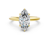 Yellow gold Marquise Cut Solitaire Ring with Thin Band and Four-Prong Setting_36