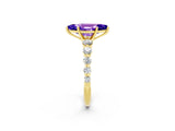 Yellow gold Marquise Cut Solitaire Tanzanite Ring with Pave Band and Four-Prong Setting_2