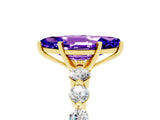 Yellow gold Marquise Cut Solitaire Tanzanite Ring with Pave Band and Four-Prong Setting_5