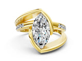 Yellow gold Marquise Cut Solitaire Tension-Set Diamond Split Shank Ring_20