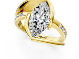 Yellow gold Marquise Cut Solitaire Tension-Set Diamond Split Shank Ring_21