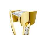 Yellow gold Marquise Cut Solitaire Tension-Set Diamond Split Shank Ring_25
