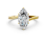 Yellow gold Marquise Cut Solitaire Twist Band Ring with Four-Prong Setting_33