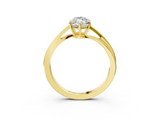 Yellow gold Marquise Cut Solitaire Twist Band Ring with Four-Prong Setting_36