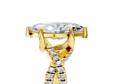 Yellow gold Marquise Cut Solitaire Twist Pave Diamond Engagement Ring with Prong Setting_20