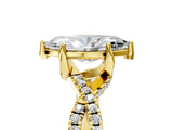 Yellow gold Marquise Cut Solitaire Twist Pave Diamond Engagement Ring with Prong Setting_44
