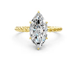 Yellow gold Marquise Cut Solitaire Twisted Band 4-Prong Ring_15