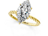 Yellow gold Marquise Cut Solitaire Twisted Band 4-Prong Ring_16