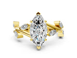 Yellow gold Marquise Cut Solitaire Twisted Band Marquise Accent Prong Setting Ring_3