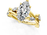 Yellow gold Marquise Cut Solitaire Twisted Band Marquise Accent Prong Setting Ring_4