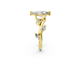 Yellow gold Marquise Cut Solitaire Twisted Band Marquise Accent Prong Setting Ring_5