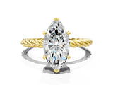 Yellow gold Marquise Cut Solitaire Twisted Band with Four-Prong Setting_119