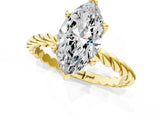 Yellow gold Marquise Cut Solitaire Twisted Band with Four-Prong Setting_120