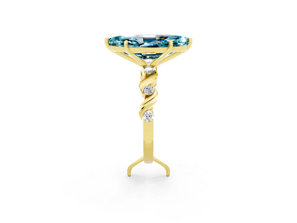 Yellow gold Marquise Cut Solitaire Twisted Band with Prong Setting