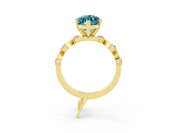 Yellow gold Marquise Cut Solitaire Twisted Band with Prong Setting