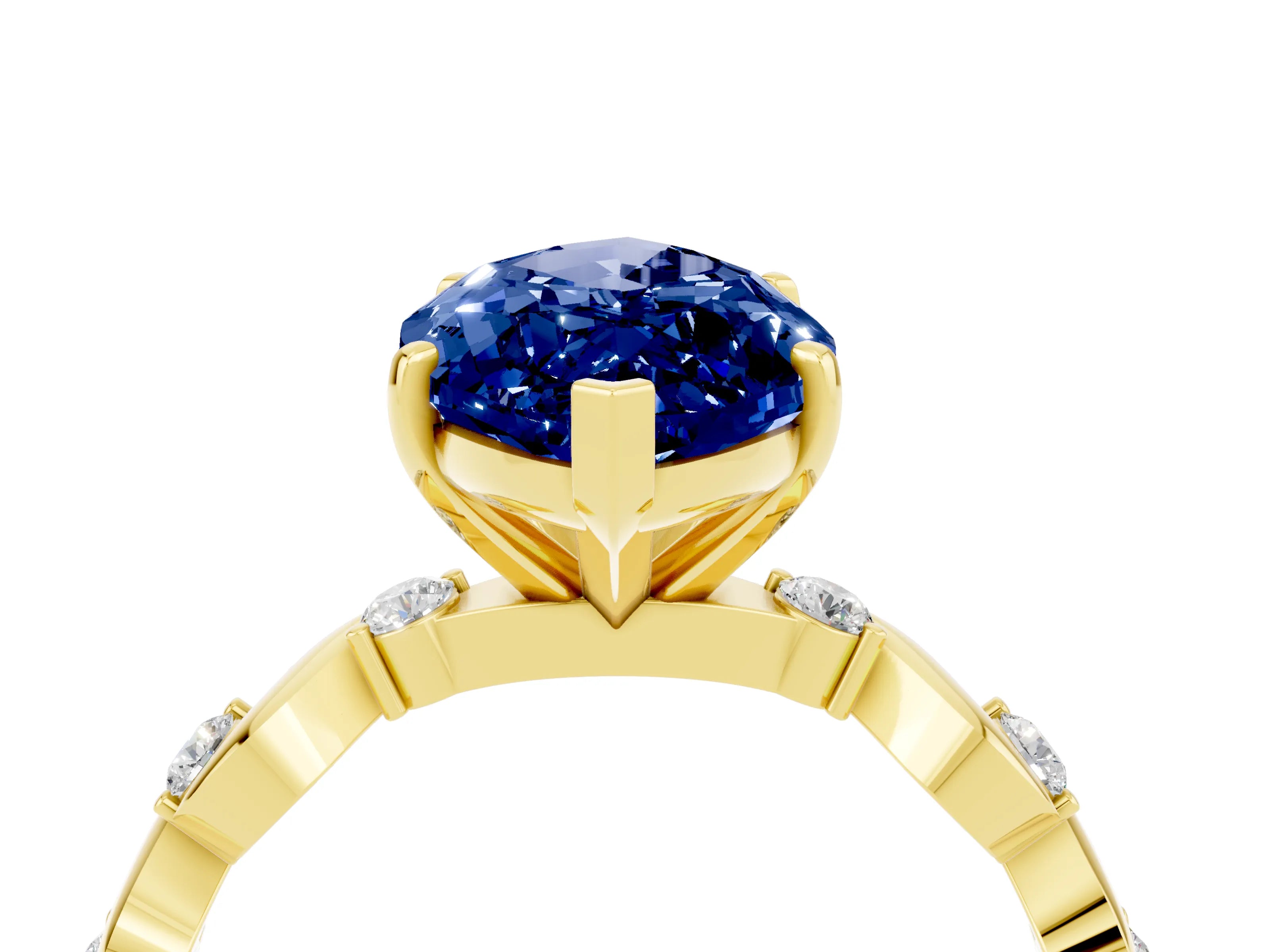 Yellow gold Marquise Cut Solitaire Twisted Band with Prong Setting_4