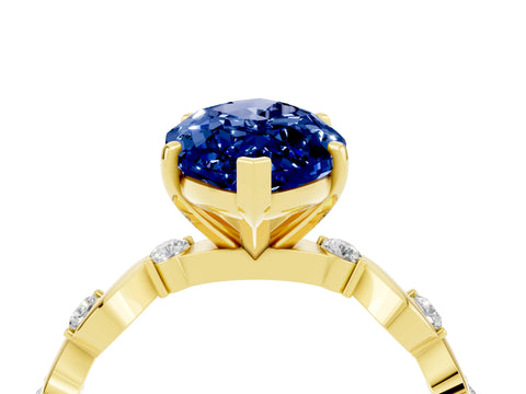 Yellow gold Marquise Cut Solitaire Twisted Band with Prong Setting_4