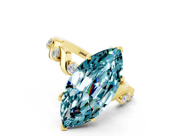 Yellow gold Marquise Cut Solitaire Twisted Band with Prong Setting