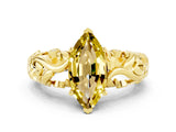 Yellow gold Marquise Cut Solitaire Yellow Sapphire Leaf-Inspired Vine Band Ring with Prong Setting_24