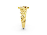 Yellow gold Marquise Cut Solitaire Yellow Sapphire Leaf-Inspired Vine Band Ring with Prong Setting_26