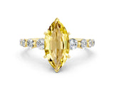 Yellow gold Marquise Cut Solitaire Yellow Sapphire Ring with Pave Band and Four-Prong Setting_24