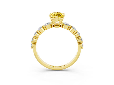 Yellow gold Marquise Cut Solitaire Yellow Sapphire Ring with Pave Band and Four-Prong Setting_27