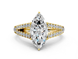 Yellow gold Marquise Cut Split Shank Pave Diamond Engagement Ring with Four-Prong Setting_44