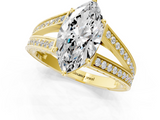 Yellow gold Marquise Cut Split Shank Pave Diamond Ring with Four-Prong Setting_53
