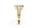 Yellow gold Marquise Cut Split Shank Pave Diamond Ring with Four-Prong Setting_54