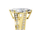 Yellow gold Marquise Cut Split Shank Pave Diamond Ring with Four-Prong Setting_57