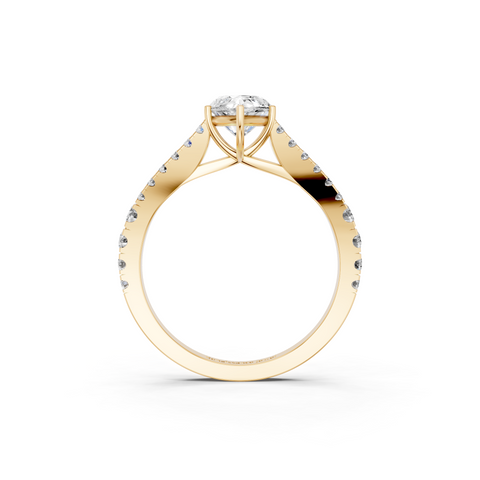 Yellow gold Marquise Cut Split Shank Pave Engagement Ring with Four-Prong Setting_4