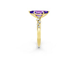 Yellow gold Marquise Cut Tanzanite Cluster Side Stone Solitaire Ring with Prong Setting_26