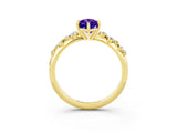 Yellow gold Marquise Cut Tanzanite Cluster Side Stone Solitaire Ring with Prong Setting_27