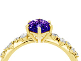 Yellow gold Marquise Cut Tanzanite Cluster Side Stone Solitaire Ring with Prong Setting_28