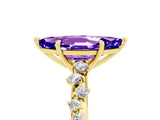 Yellow gold Marquise Cut Tanzanite Cluster Side Stone Solitaire Ring with Prong Setting_29
