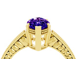 Yellow gold Marquise Cut Tanzanite Engagement Ring with Milgrain Channel Set Band and Prong Setting_4