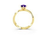 Yellow gold Marquise Cut Tanzanite Engagement Ring with Side Stone Accents and Four-Prong Setting_63