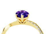 Yellow gold Marquise Cut Tanzanite Engagement Ring with Side Stone Accents and Four-Prong Setting_64